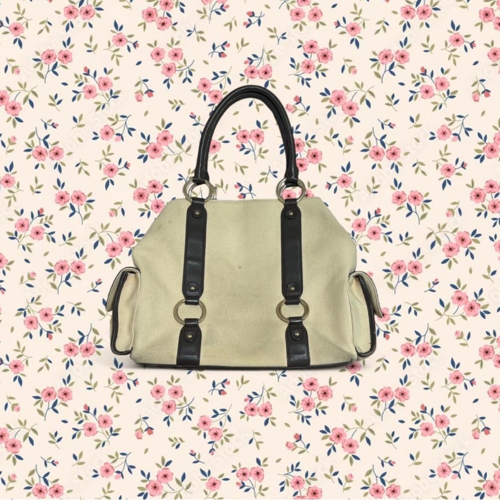 Antonio Melani Ivory Cream Canvas Shoulder Bag